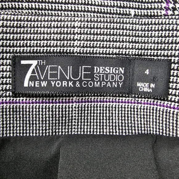 7th Avenue Design New York and Company Plaid Black White Blazer Women's Size 4 - Picture 11 of 16